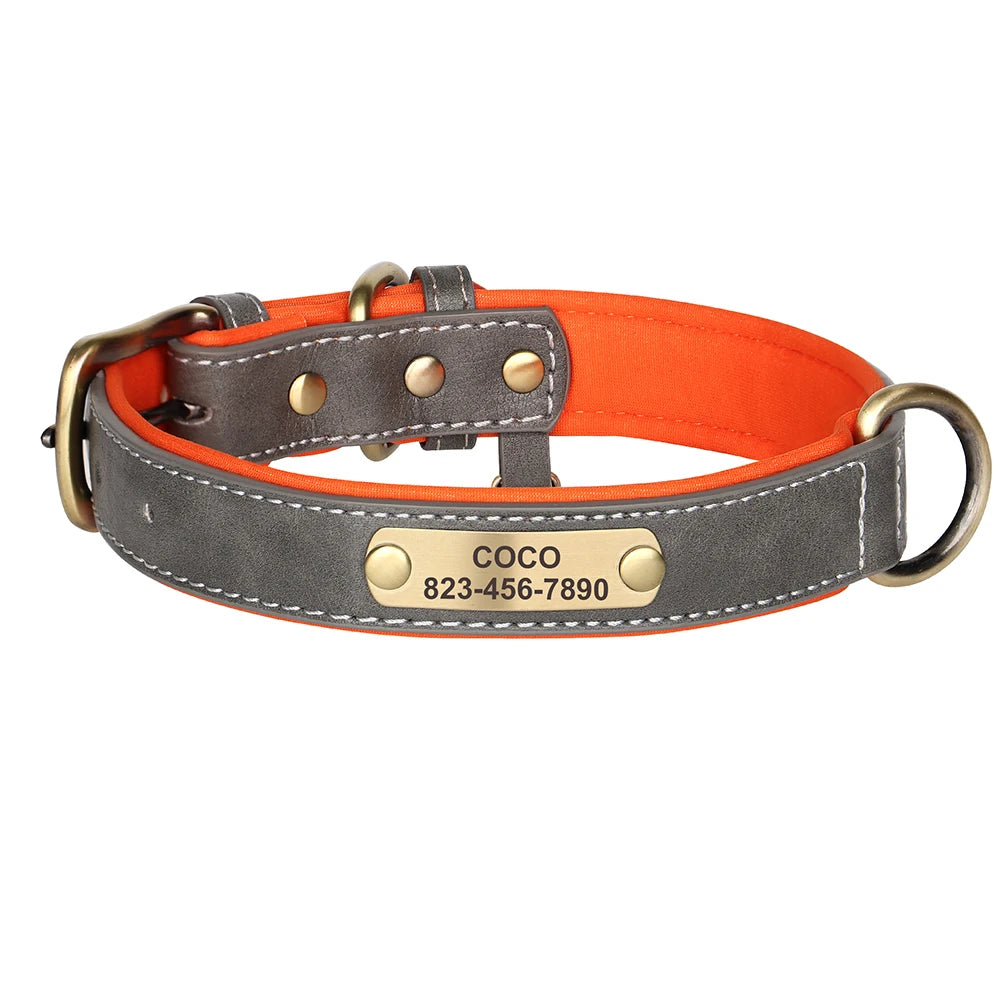 Personalized Engraved PU Leather Dog Collar