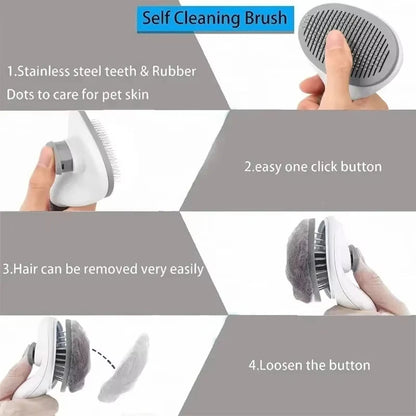 Dog Grooming Brush With Easy Clean