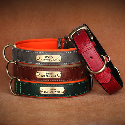 Personalized Engraved PU Leather Dog Collar