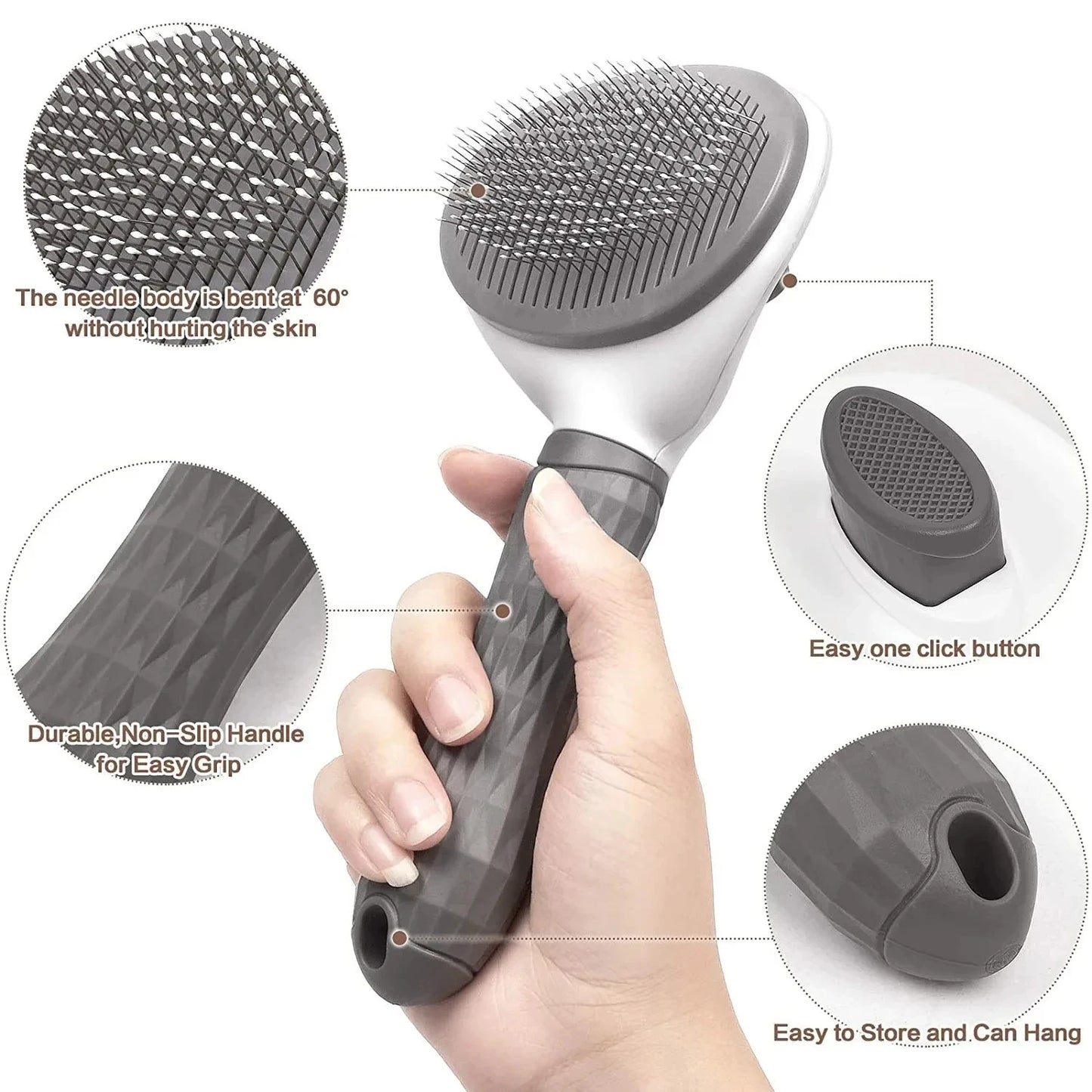 Dog Grooming Brush With Easy Clean