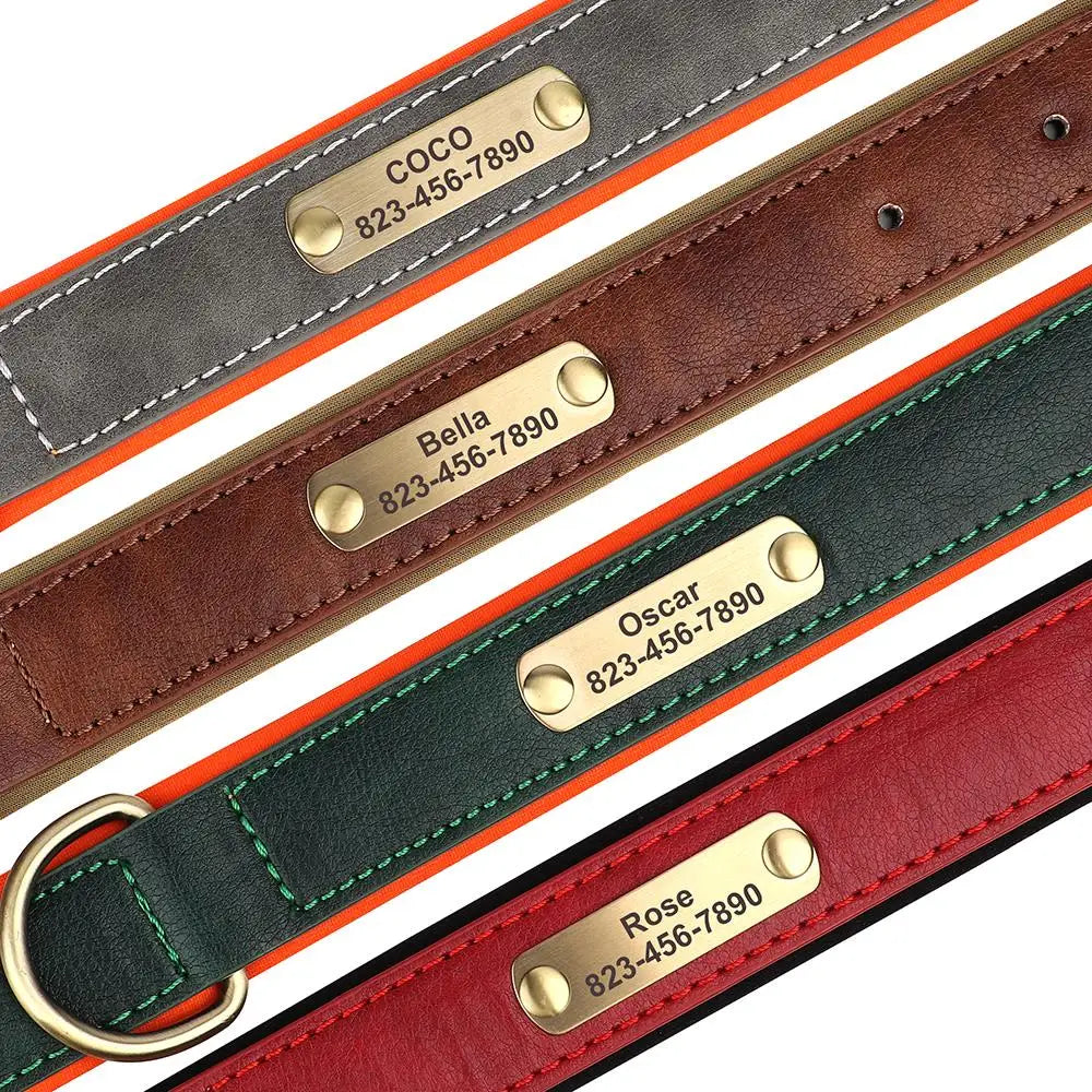 Personalized Engraved PU Leather Dog Collar