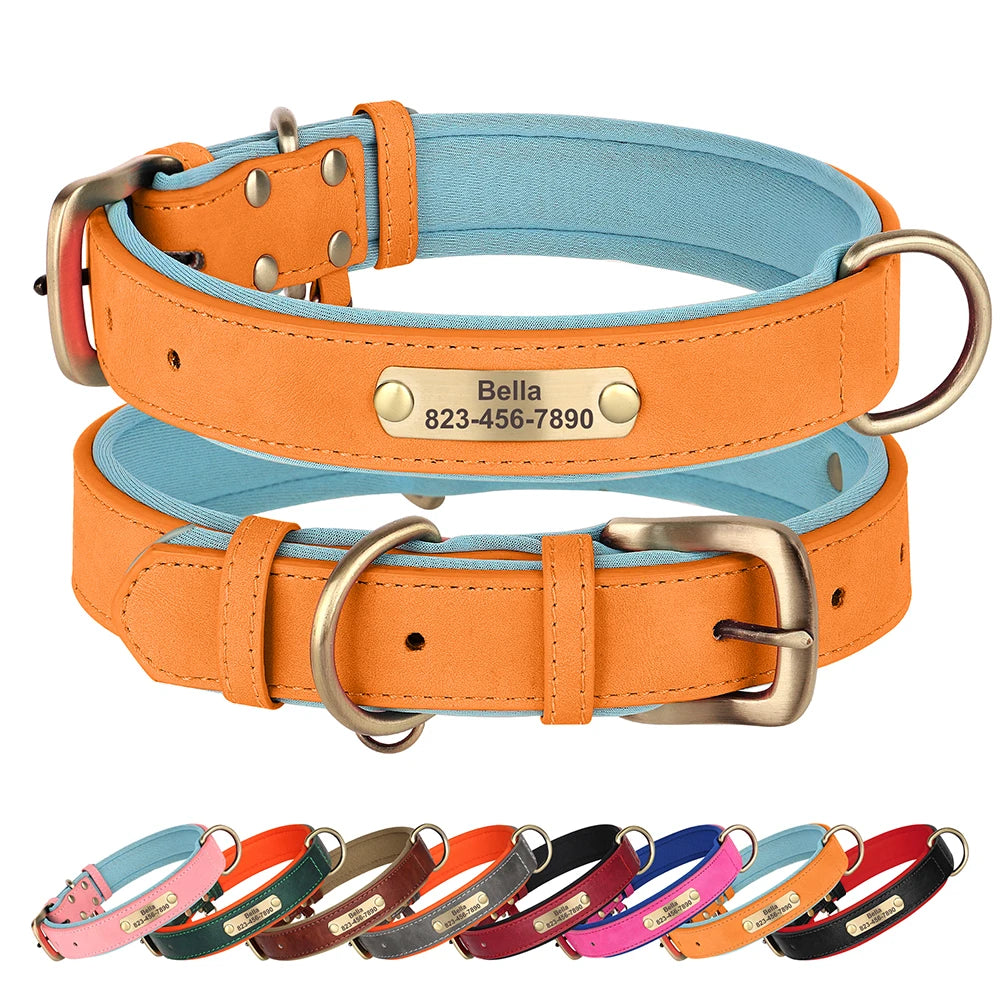 Personalized Engraved PU Leather Dog Collar