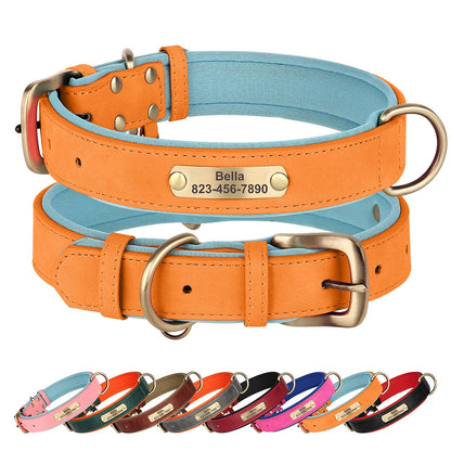 Personalized Engraved PU Leather Dog Collar