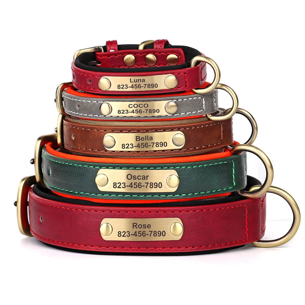 Personalized Engraved PU Leather Dog Collar