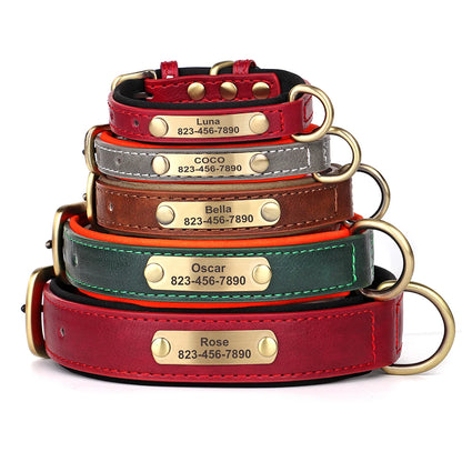 Personalized Engraved PU Leather Dog Collar