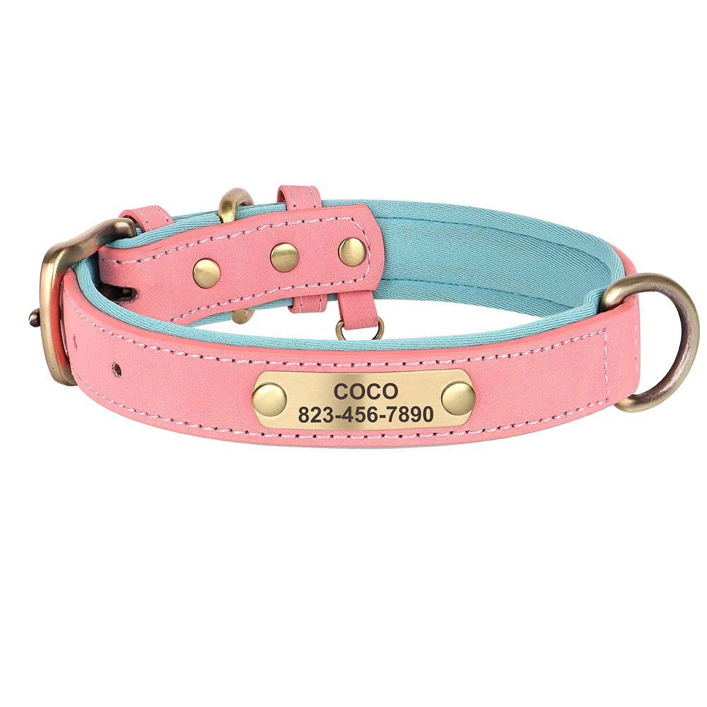 Personalized Engraved PU Leather Dog Collar