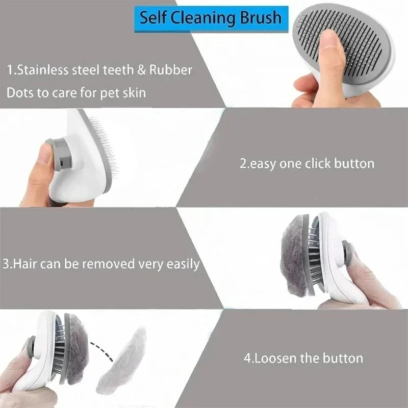 Dog Grooming Brush With Easy Clean