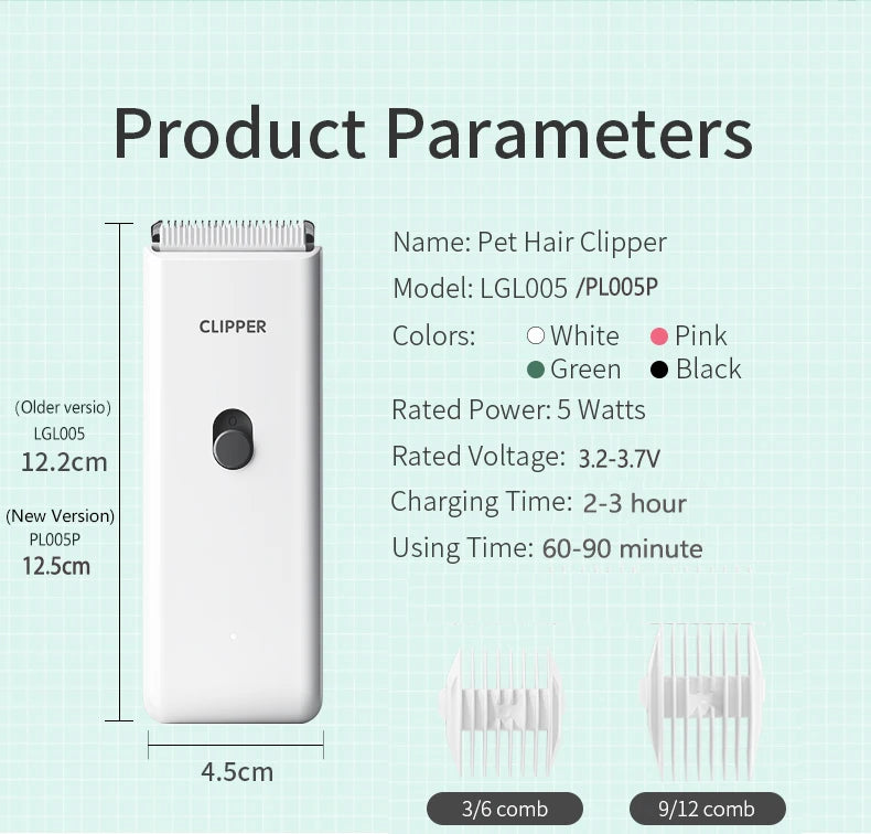 Low Noise Waterproof Wireless Pet Grooming Clipper