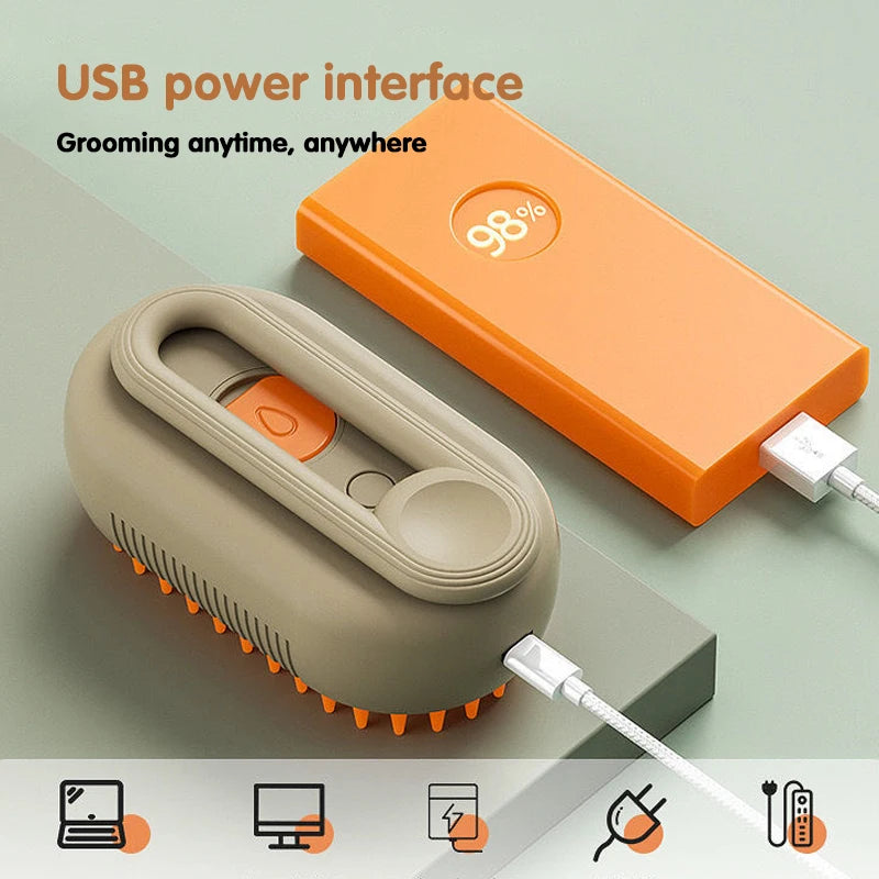 Electric Steam Pet Grooming Massage Brush