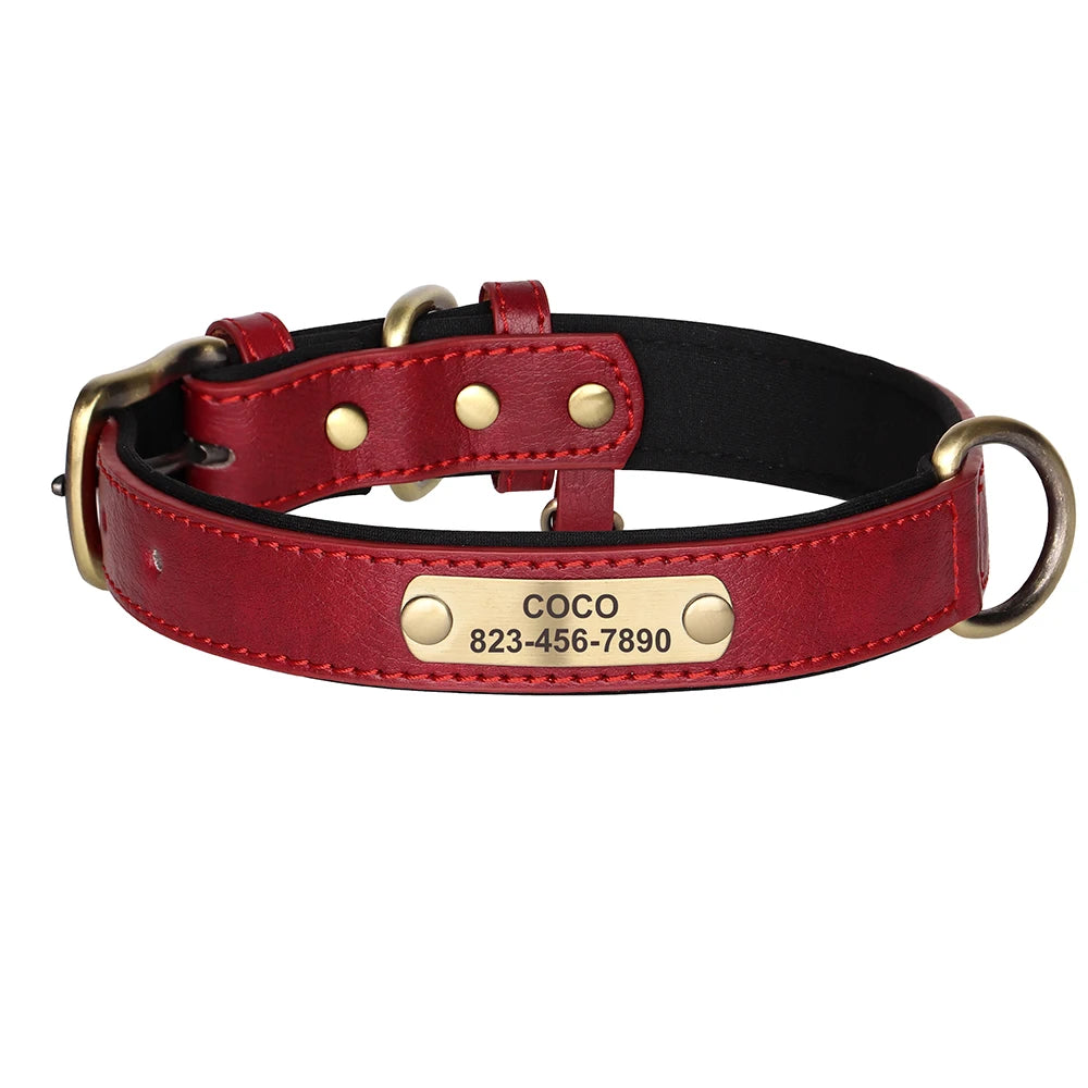 Personalized Engraved PU Leather Dog Collar