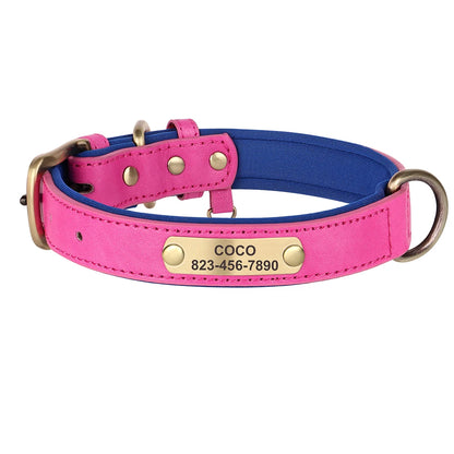 Personalized Engraved PU Leather Dog Collar