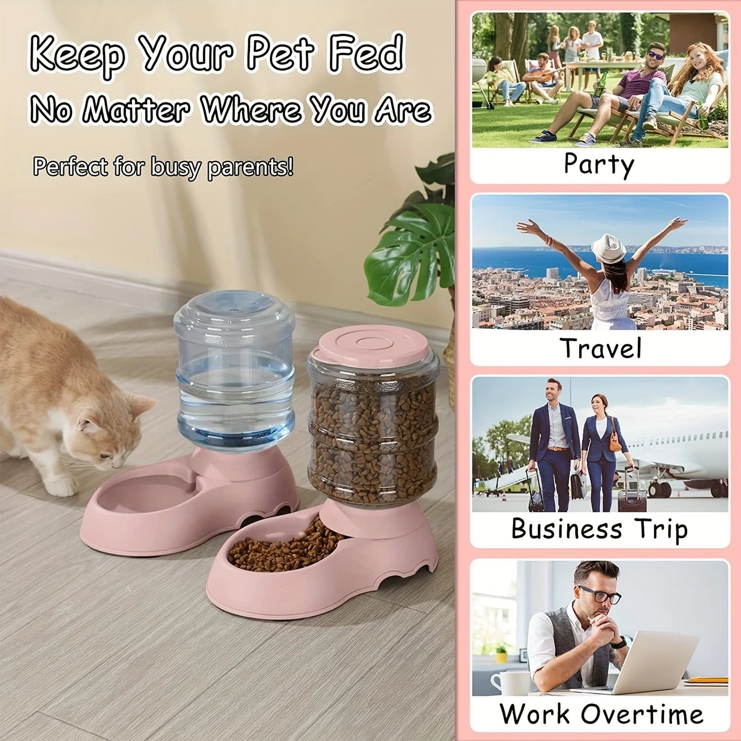 Large Capacity Automatic Pet Feeder & Water Dispenser