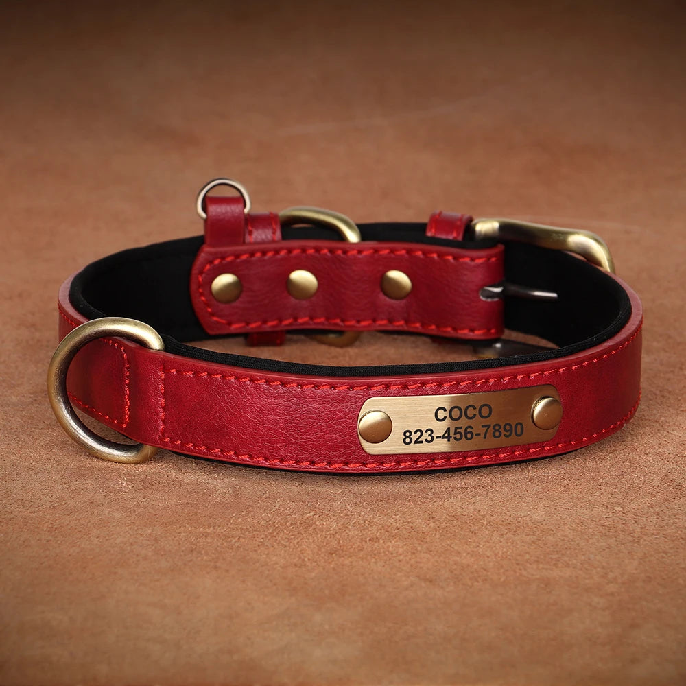 Personalized Engraved PU Leather Dog Collar