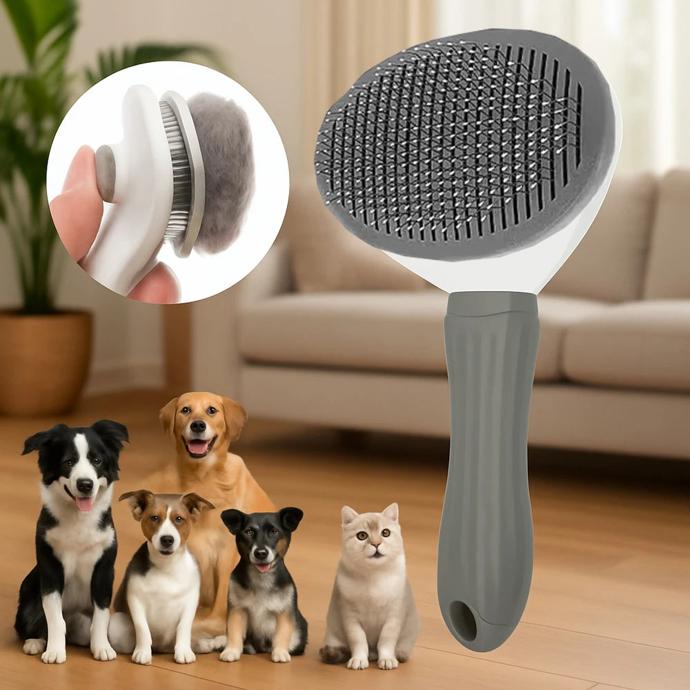 Dog Grooming Brush With Easy Clean
