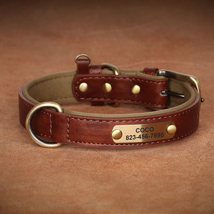 Personalized Engraved PU Leather Dog Collar