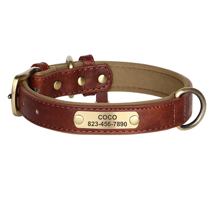 Personalized Engraved PU Leather Dog Collar